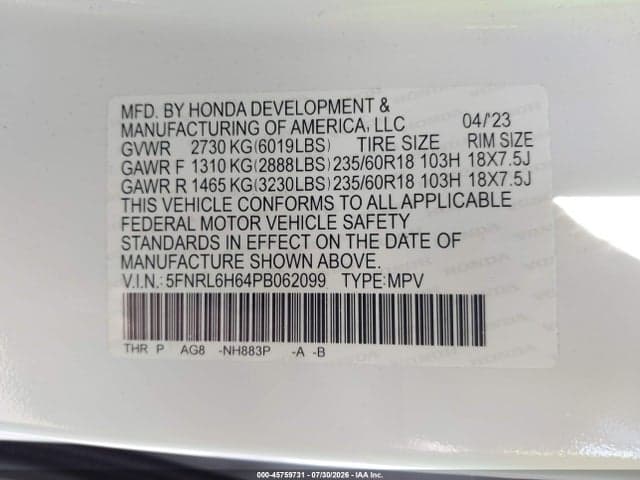 2023 HONDA ODYSSEY EX-L 9