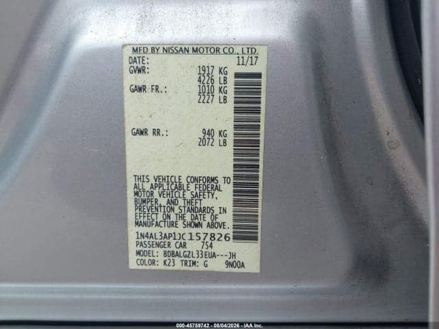2018 NISSAN ALTIMA 2.5 S 9