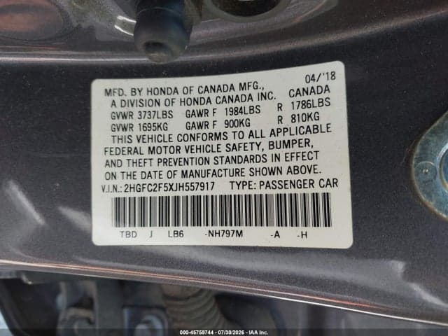 2018 HONDA CIVIC LX 9