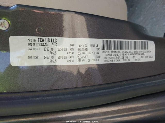 2017 DODGE GRAND CARAVAN SXT 9