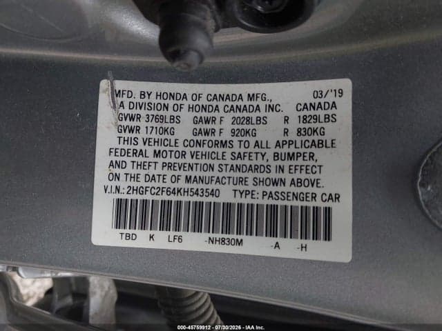 2019 HONDA CIVIC LX 9