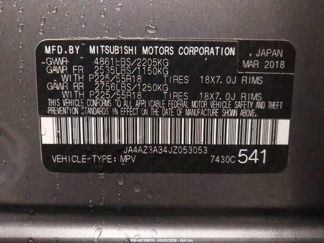 2018 MITSUBISHI OUTLANDER ES 9