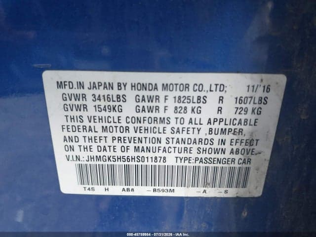 2017 HONDA FIT LX 9
