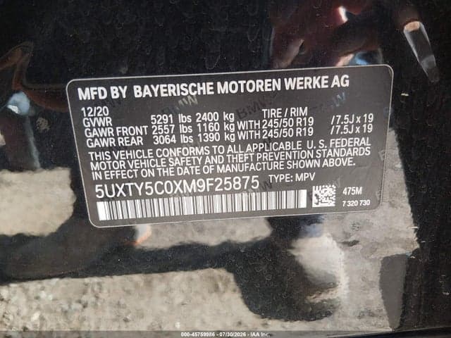 2021 BMW X3 XDRIVE30I 9