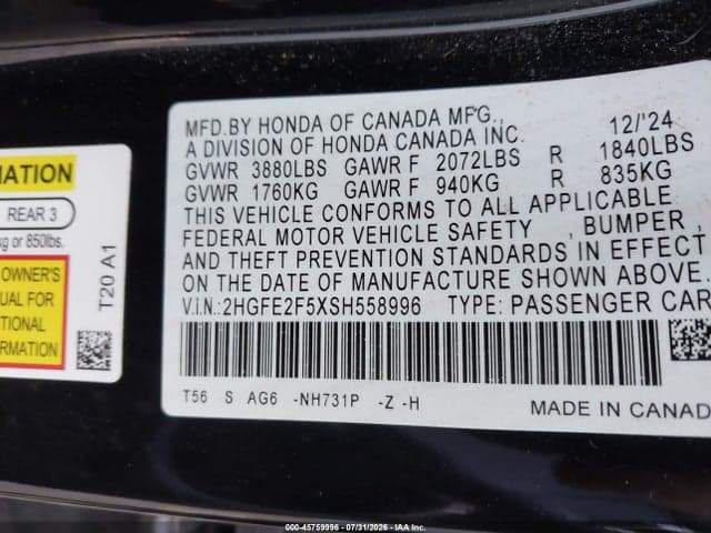 2025 HONDA CIVIC SPORT 9