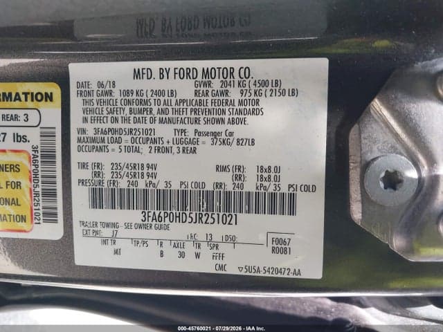 2018 FORD FUSION SE 9