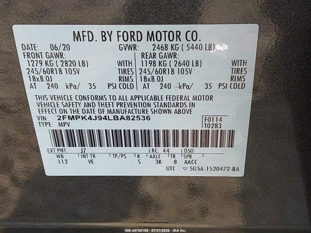 2020 FORD EDGE SEL 9
