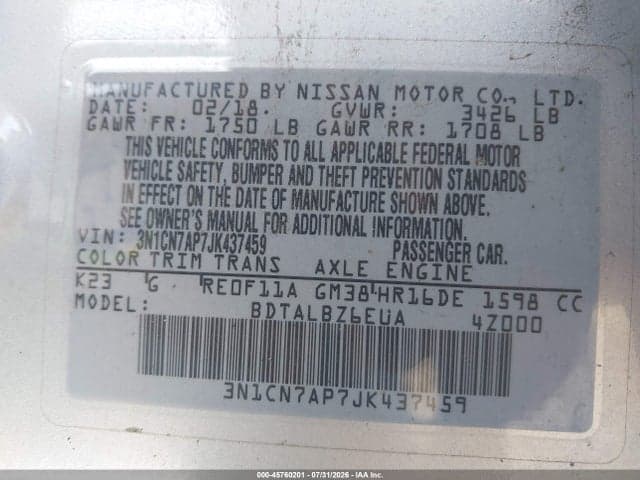 2018 NISSAN VERSA 1.6 SV 9