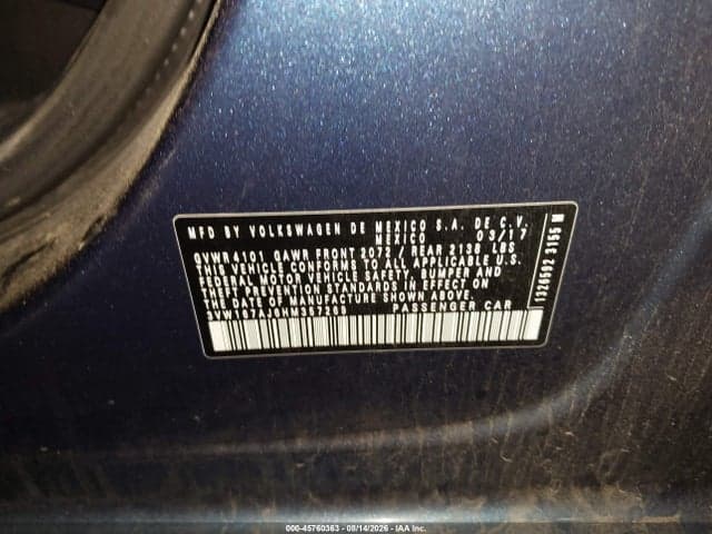 2017 VOLKSWAGEN JETTA 1.4T S 9