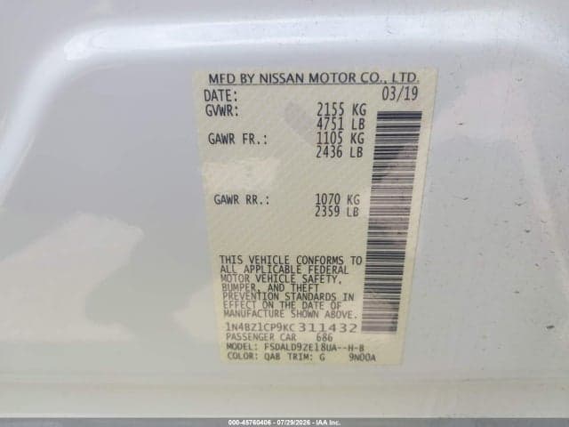2019 NISSAN LEAF SV PLUS 9