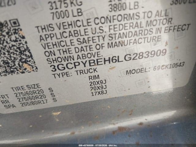 2020 CHEVROLET SILVERADO 1500 4WD SHORT BED CUSTOM 9