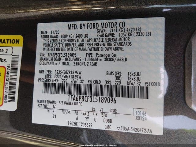 2020 FORD MUSTANG GT FASTBACK 9