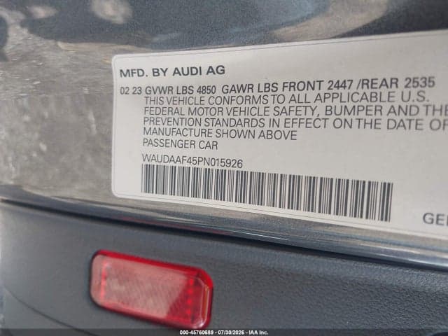 2023 AUDI A4 PREMIUM 45 TFSI S LINE QUATTRO S TRONIC 9