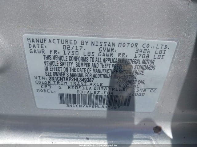 2017 NISSAN VERSA 1.6 SV 9
