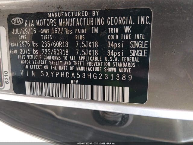 2017 KIA SORENTO 3.3L EX 9