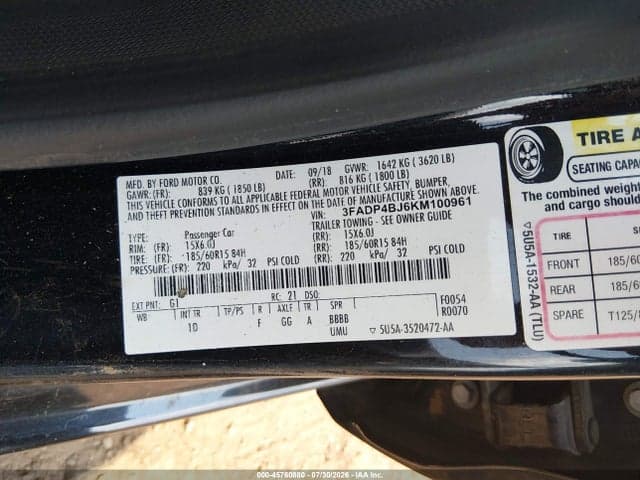 2019 FORD FIESTA SE 9