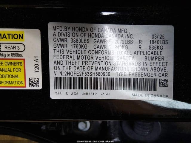 2025 HONDA CIVIC SPORT 9