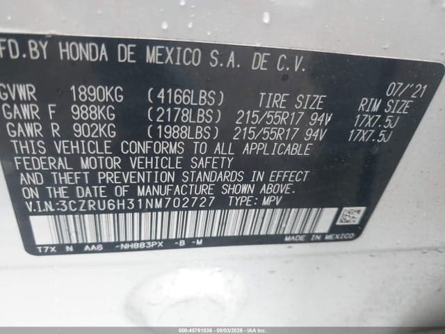 2022 HONDA HR-V AWD LX 9
