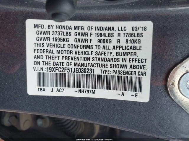 2018 HONDA CIVIC LX 9