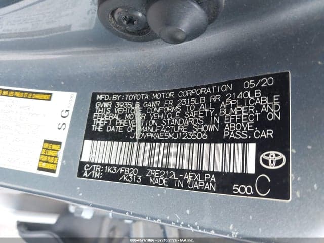2021 TOYOTA COROLLA LE 9
