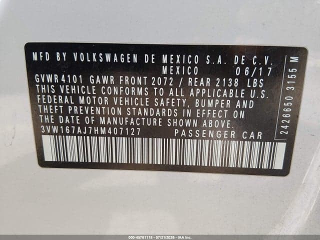 2017 VOLKSWAGEN JETTA 1.4T S 9