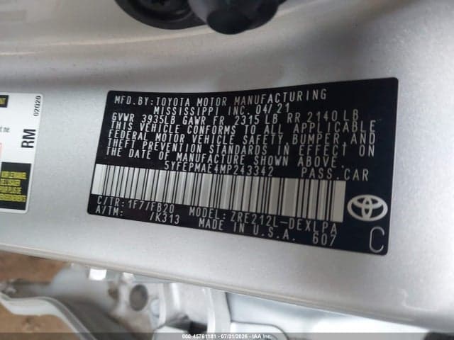 2021 TOYOTA COROLLA LE 9