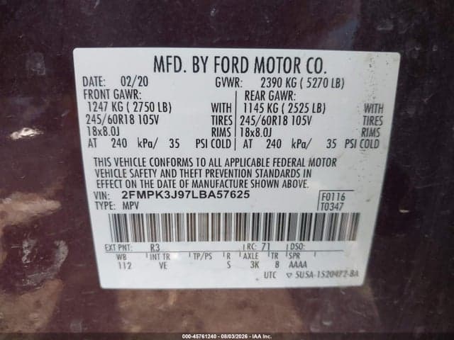 2020 FORD EDGE SEL 9