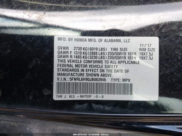2018 HONDA ODYSSEY ELITE 9