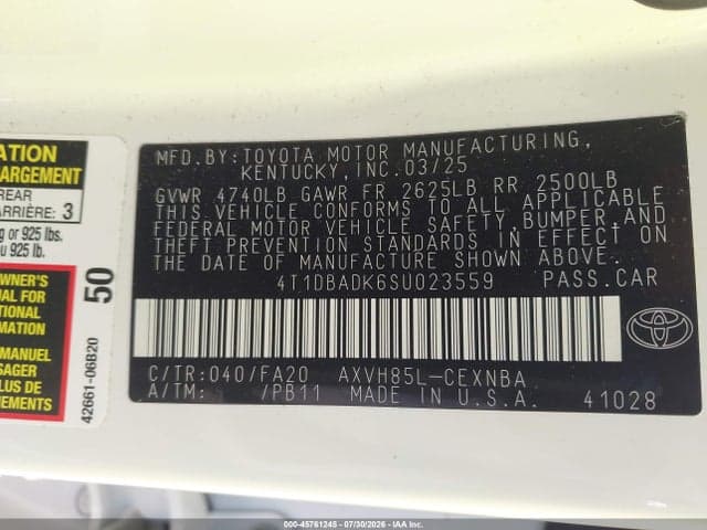 2025 TOYOTA CAMRY LE 9