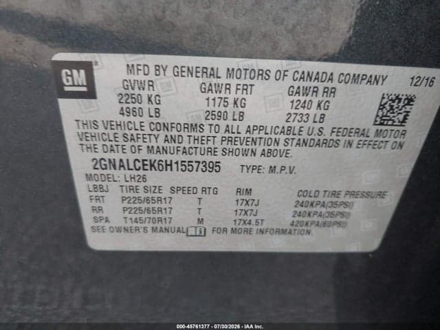 2017 CHEVROLET EQUINOX LT 9