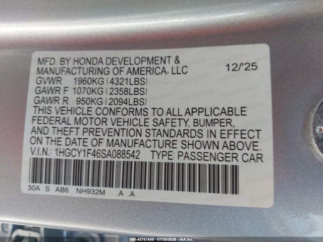 2025 HONDA ACCORD SE 9