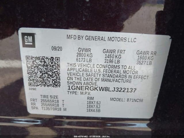 2020 CHEVROLET TRAVERSE FWD LT CLOTH 9