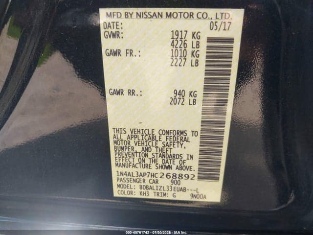 2017 NISSAN ALTIMA 2.5 SV 9