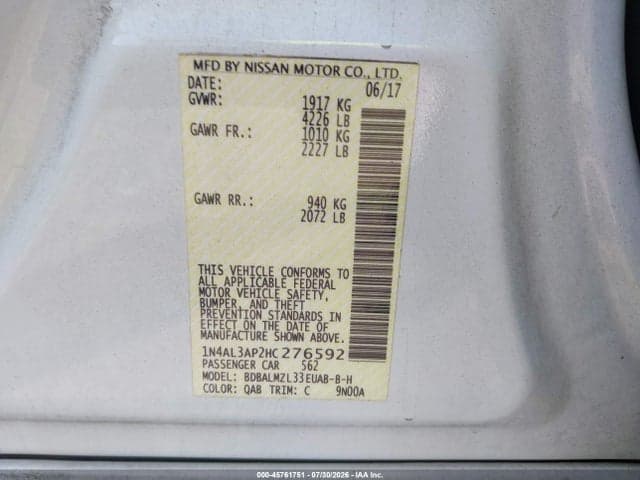 2017 NISSAN ALTIMA 2.5 SV 9