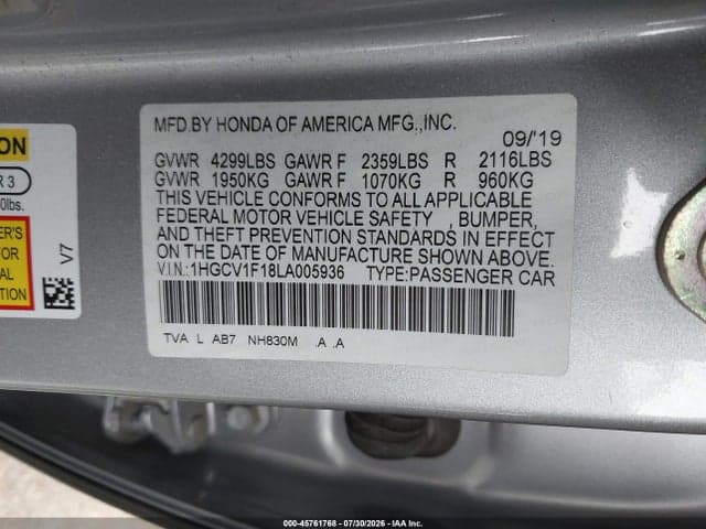 2020 HONDA ACCORD LX 9