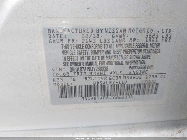 2018 NISSAN SENTRA S 9