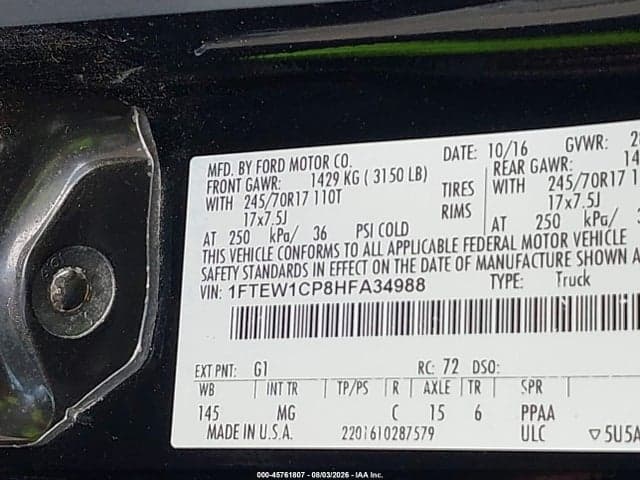 2017 FORD F-150 XLT 9