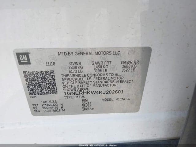 2019 CHEVROLET TRAVERSE 3LT 9