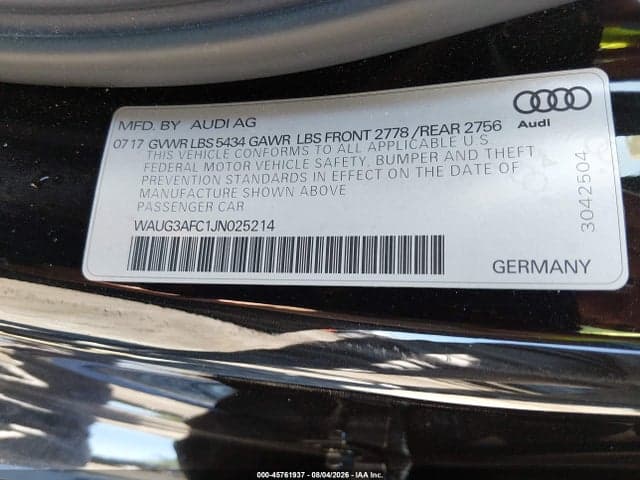 2018 AUDI A6 3.0T PREMIUM PLUS 9