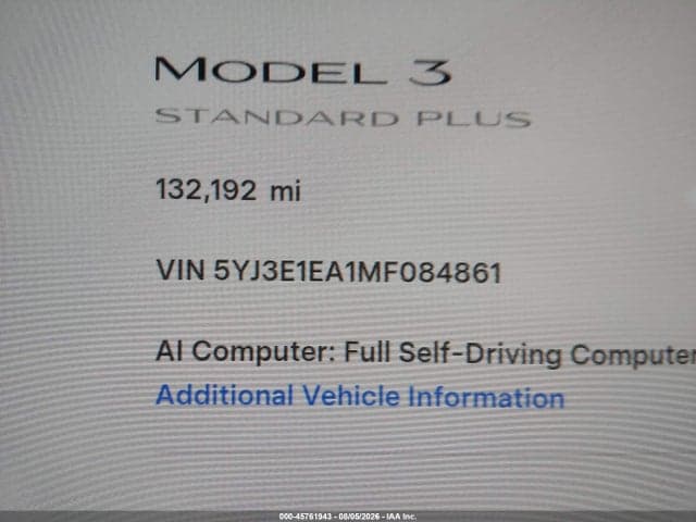 2021 TESLA MODEL 3 STANDARD RANGE PLUS REAR-WHEEL DRIVE 15