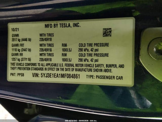 2021 TESLA MODEL 3 STANDARD RANGE PLUS REAR-WHEEL DRIVE 9