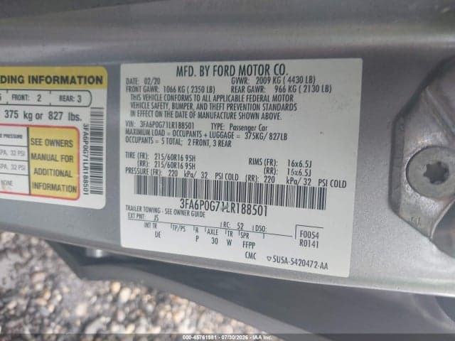 2020 FORD FUSION S 9