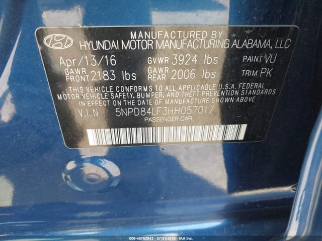 2017 HYUNDAI ELANTRA SE 9