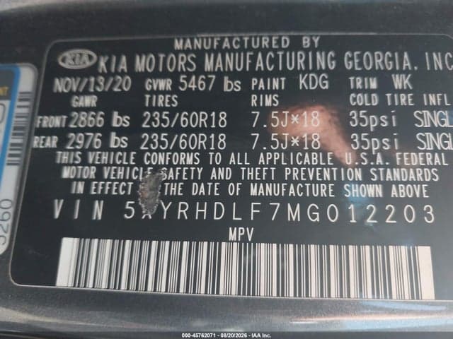 2021 KIA SORENTO EX 9