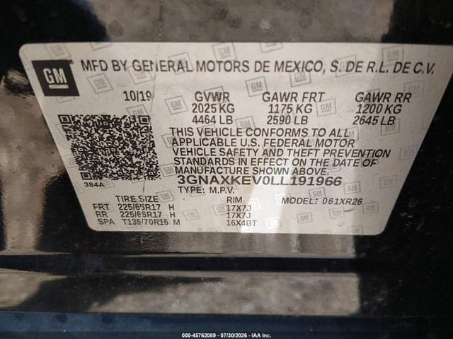 2020 CHEVROLET EQUINOX FWD LT 1.5L TURBO 9