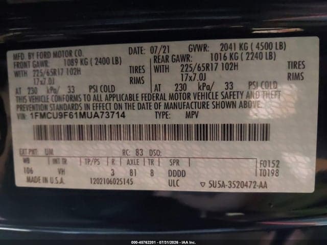 2021 FORD ESCAPE S 9