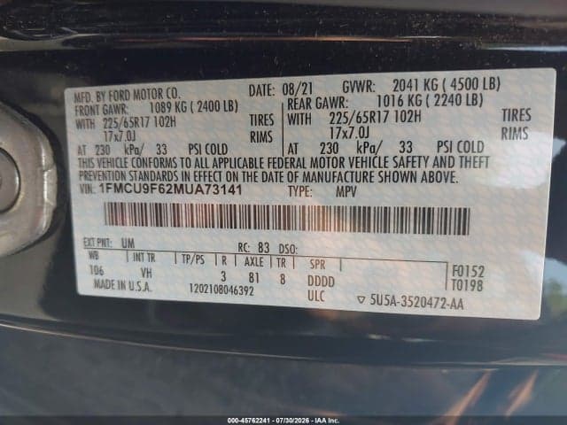 2021 FORD ESCAPE S 9