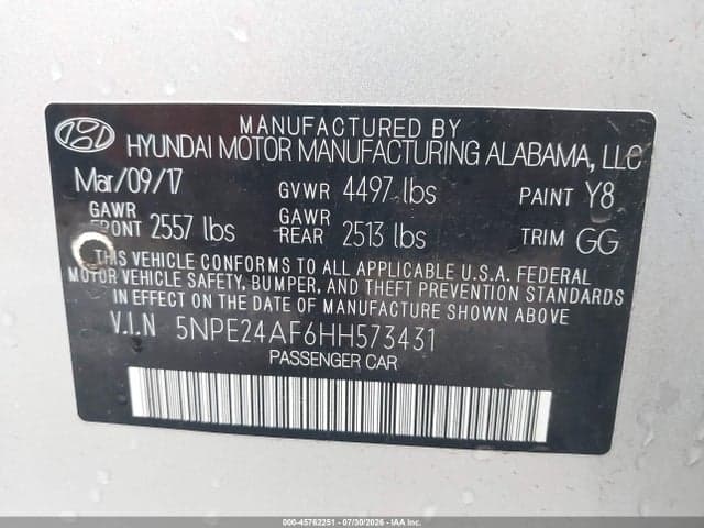 2017 HYUNDAI SONATA 9