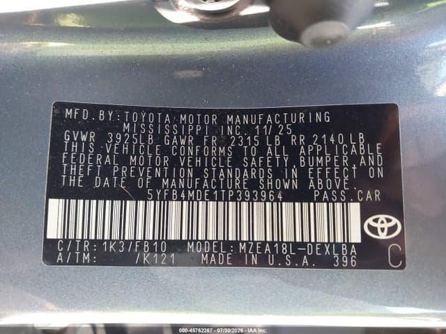 2026 TOYOTA COROLLA LE 9