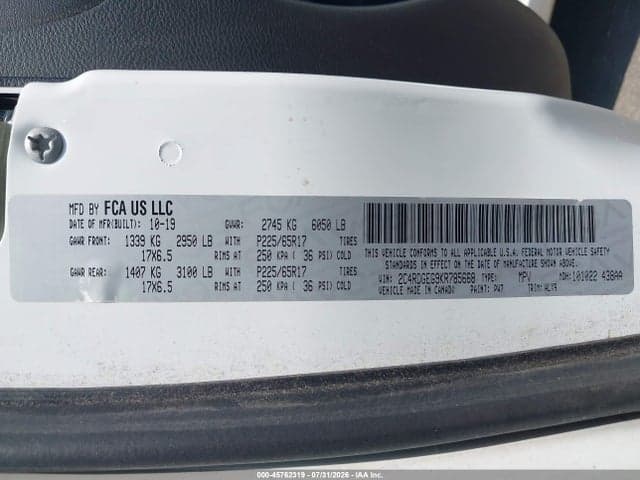 2019 DODGE GRAND CARAVAN GT 9